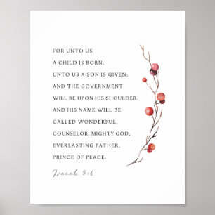 Isaiah 9:6 Denn Uns a Kind ist Geboren Weihnachten Poster