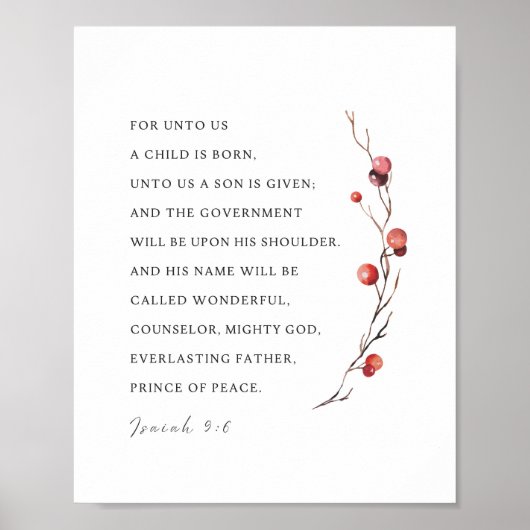 Isaiah 9:6 Denn Uns a Kind ist Geboren Weihnachten Poster (Vorne)