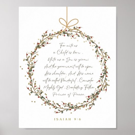 Isaiah 9:6 Denn Uns a Kind ist Geboren Weihnachten Poster (Vorne)