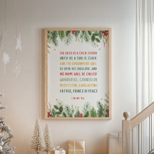 Isaiah 9:6 Denn Uns a Kind ist Geboren Weihnachten Poster