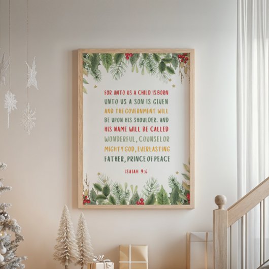 Isaiah 9:6 Denn Uns a Kind ist Geboren Weihnachten Poster