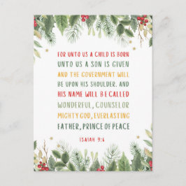 Isaiah 9:6 Denn Uns a Kind ist Geboren Weihnachten Postkarte