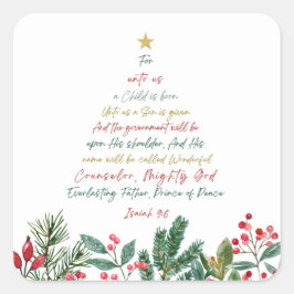 Isaiah 9:6 Denn Uns a Kind ist Geboren Weihnachten Quadratischer Aufkleber