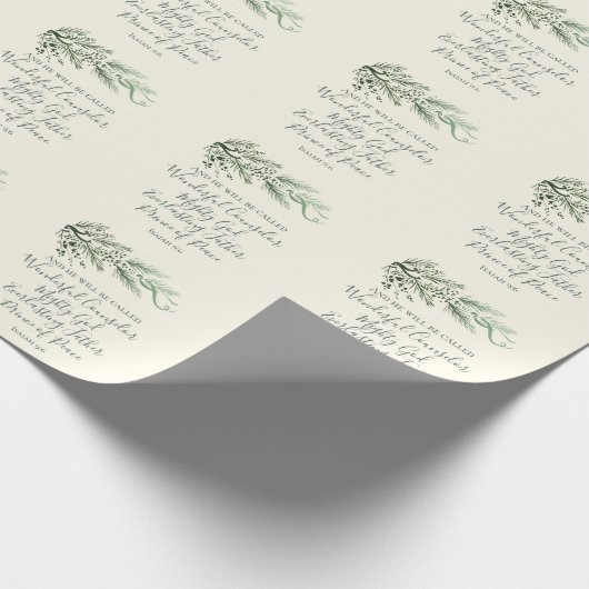 Isaiah 9:6 Ein Kind ist Geboren moderne Pinienweih Geschenkpapier (Ecke)