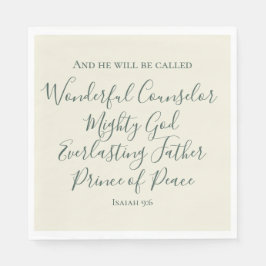 Isaiah 9:6 Elegante Sage Green Christliche Weihnac Serviette