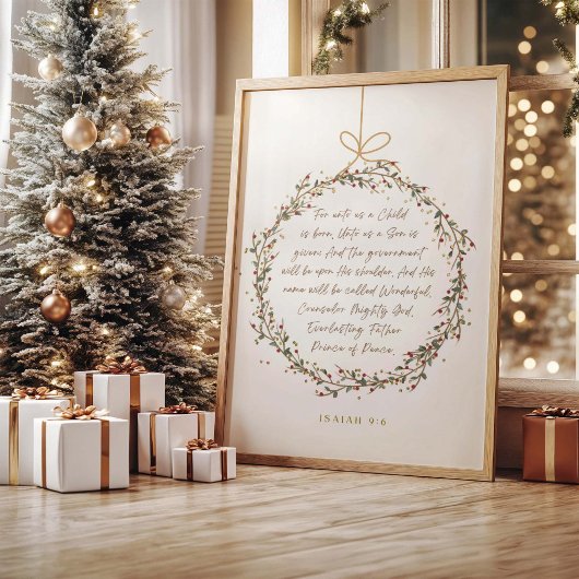 Isaiah 9:6 For Unto Us A Child Christmas Christian Poster