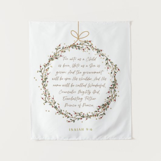 Isaiah 9:6 For Unto Us A Child Christmas Christian Wandteppich (Vorderseite)