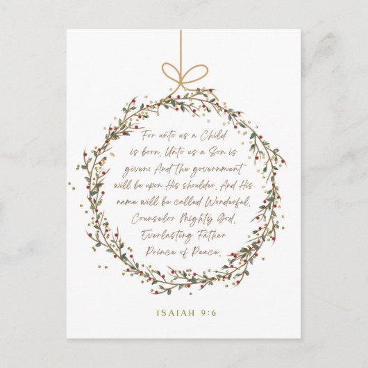 Isaiah 9:6 Für uns a Kinderweihnachtsfest Christli Postkarte (Vorderseite)