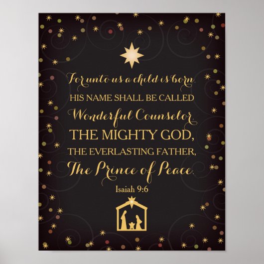 Isaiah 9:6 Für uns ist ein Kind Geboren (11x14) Poster (Vorne)