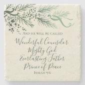 Isaiah 9:6 Handgezeichnetes Modern Pine Christmas  Steinuntersetzer (Vorderseite)