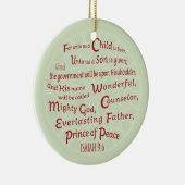 Isaiah 9:6 in den Weihnachtsfarben Keramikornament (Rechts)