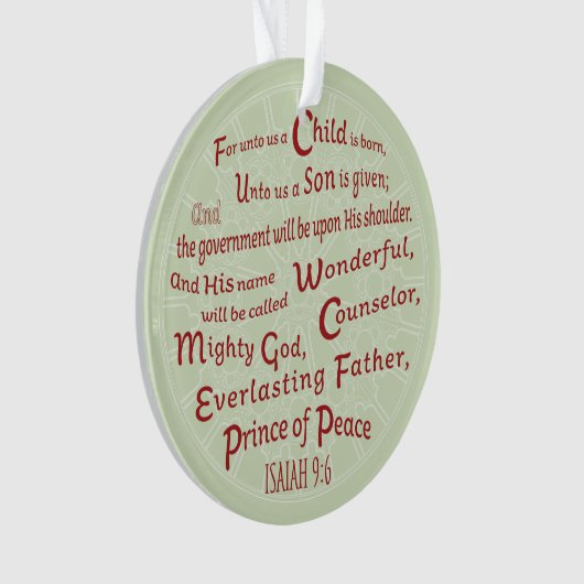 Isaiah 9:6 in den Weihnachtsfarben Ornament (Vorderseite)