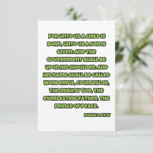 Isaiah 9:6 KJV Bible Scripting Gruß Karte (Stehend Vorderseite)