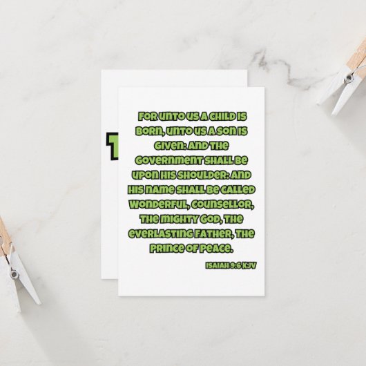 Isaiah 9:6 KJV Bible Scripting Gruß Karte (Vorderseite/Rückseite Beispiel)