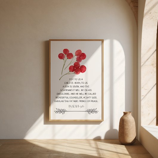 Isaiah 9:6 Minimale Weihnachtsschrift Kunst Poster