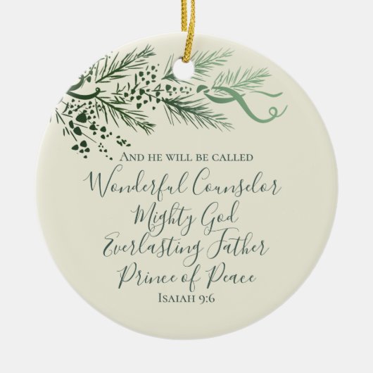 Isaiah 9:6 Personalisiert Modern Pine Christmas Ge Keramik Ornament (Vorne)