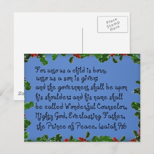 Isaiah 9:6 postkarte (Vorne/Hinten)