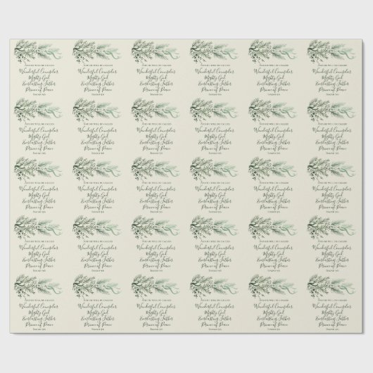 Isaiah 9:6 Schrift Custom Modern Pine Christmas Geschenkpapier (Flach)