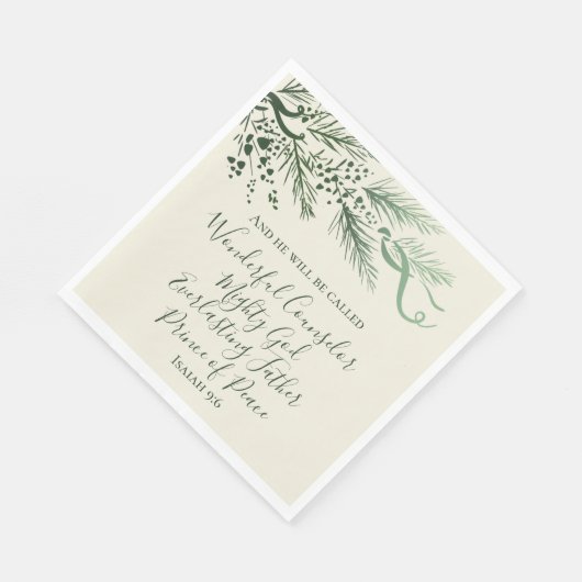 Isaiah 9:6 Schrift Custom Modern Pine Christmas Serviette (Ecke)