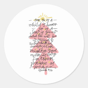 Isaiah 9:6 Typografie Weihnachtsbibelvers Runder Aufkleber