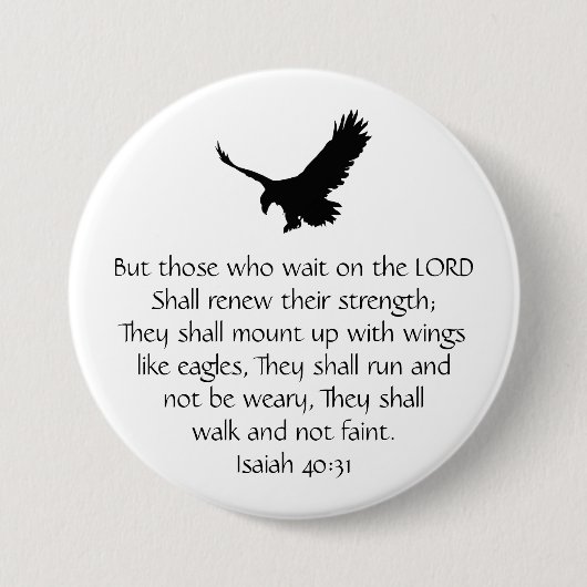 Isaiah Bible Scripture wartet auf den Lord Eagle Button (Vorderseite)