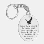 Isaiah Bible Scripture wartet auf den Lord Eagle Schlüsselanhänger (Vorderseite links)