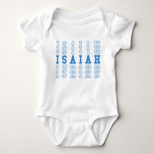 Isaiah Blue Personalisiert Repeat Name Baby Strampler (Vorderseite)