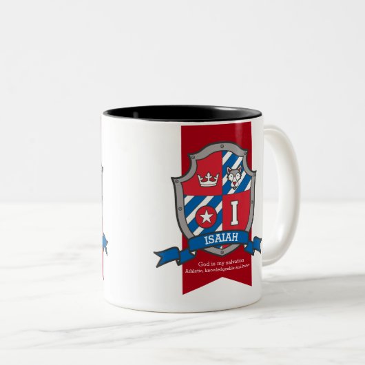Isaiah Ritter Schild rot blauer Name bedeutet Tass Zweifarbige Tasse (VorderseiteRechts)