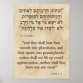 Isaiahs Vision von Schwertern zu Plowshare Poster