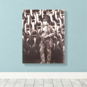 Isambard Kingdom Brunel, stehend vor dem Leinwanddruck (Insitu (Holzboden))