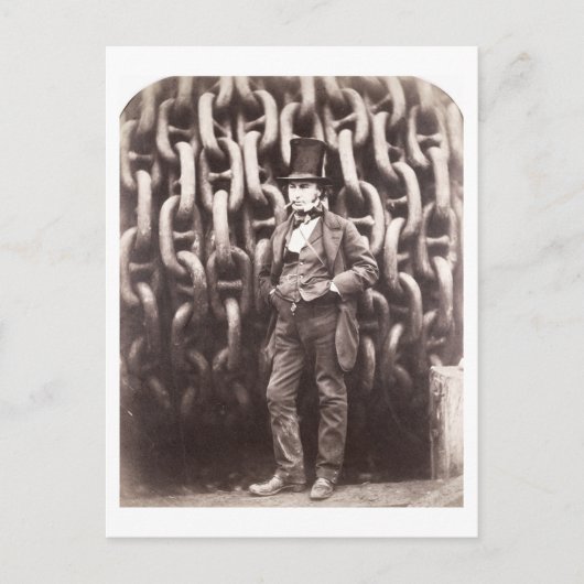 Isambard Kingdom Brunel, stehend vor dem Postkarte (Vorderseite)
