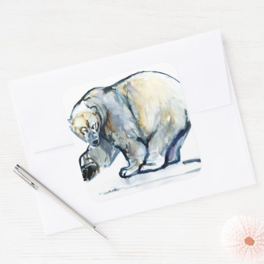 Isbjørn 2013 quadratischer aufkleber (Umschlag)