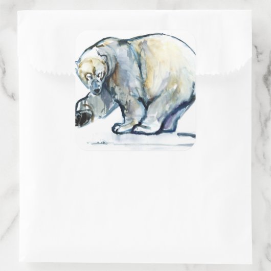 Isbjørn 2013 quadratischer aufkleber (Tasche)