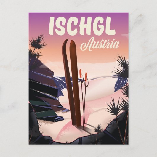 Ischgl Austria Vintages Skiposter. Postkarte (Vorderseite)