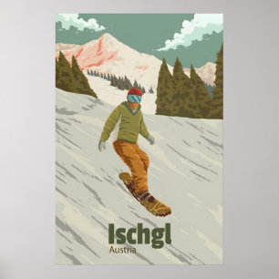 Ischgl Österreich Snowboarden Reiseplakat Poster