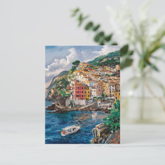 Ischia Italien Aquarellmalerei Postkarte (Stehend Vorderseite)