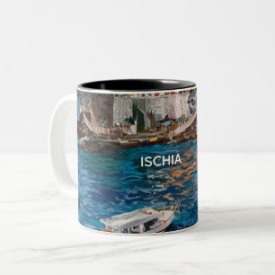 Ischia Italien Aquarellmalerei Zweifarbige Tasse