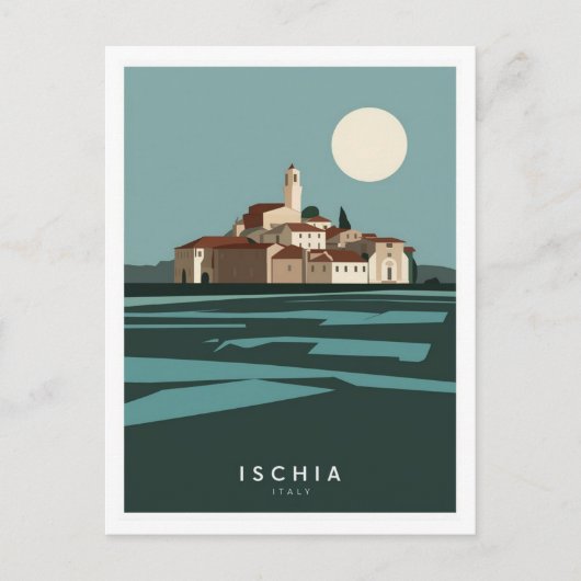Ischia Italien Stylist Illustration Postkarte (Vorderseite)