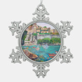 Ischia-Zinn-Schneeflocke-Verzierung Schneeflocken Zinn-Ornament (Vorderseite)