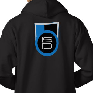 ISD Herren Schwarz Blau Weiß Rücken Druck Streetwe Hoodie