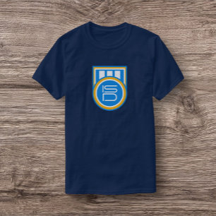 ISD Unisex Blau Weiß Gold Logotype T-Shirt