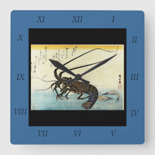 Iseebi & Ebi - Kraubfische (Spiny Lobster) und Gar Quadratische Wanduhr