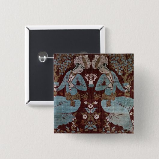 Isfahan-Artplatte, Perser, 17. Jahrhundert (Seide) Button (Vorne & Hinten)