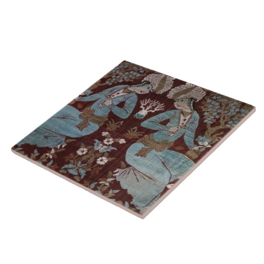 Isfahan-Artplatte, Perser, 17. Jahrhundert (Seide) Fliese (Seite)