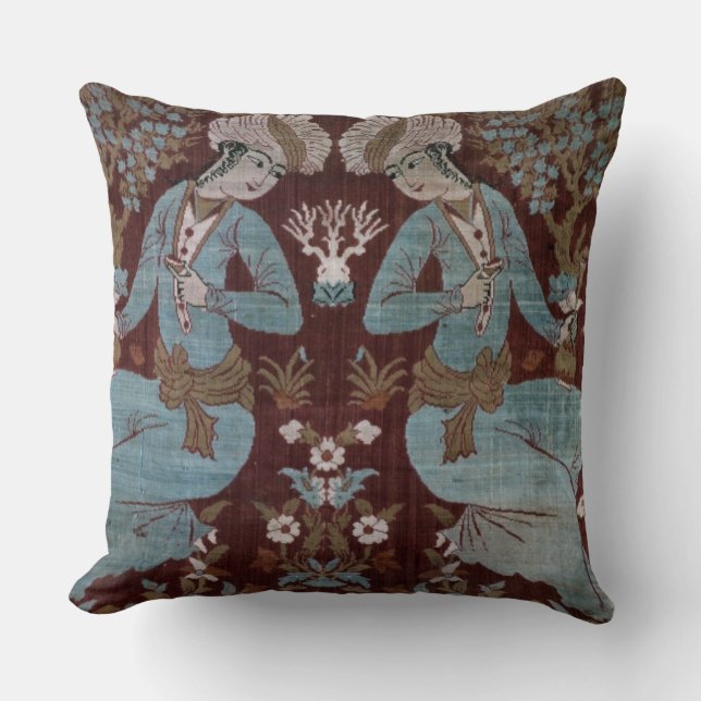 Isfahan-Artplatte, Perser, 17. Jahrhundert (Seide) Kissen (Vorderseite)