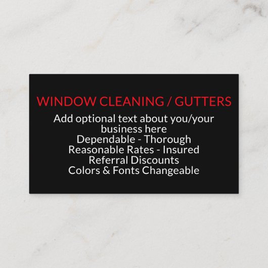 iShine. Haus putzendes Fenster-Reinigungs-Geschäft Visitenkarte (Rückseite)