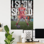 ishowspeed Inspirierte Fußballillustration Poster (Heimbüro)