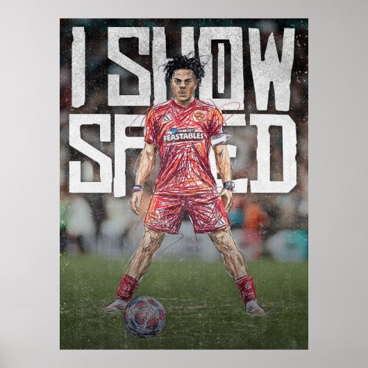 ishowspeed Inspirierte Fußballillustration Poster (Vorne)