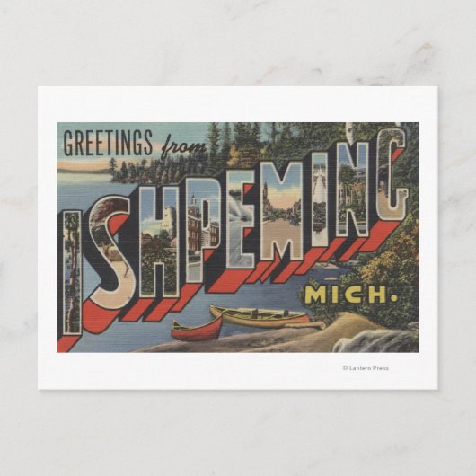 Ishpeming, Michigan - Große Buchstabenszenen Postkarte (Vorderseite)