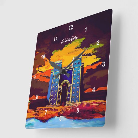Ishtar Gate Quadratische Wanduhr (Winkel)
